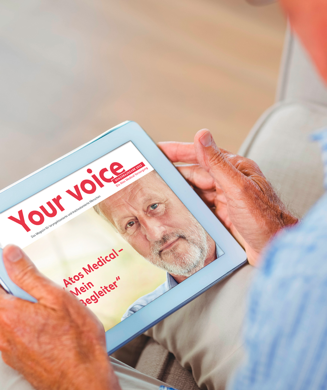 Patient liest die digitale Ausgabe der „Your voice“